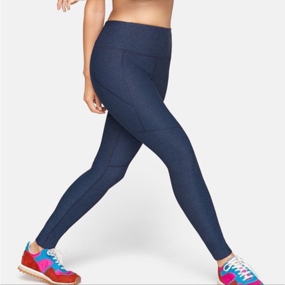 Outdoor Voices Warmup 7/8 Legging in Navy Blue Compression Fabric Size XS